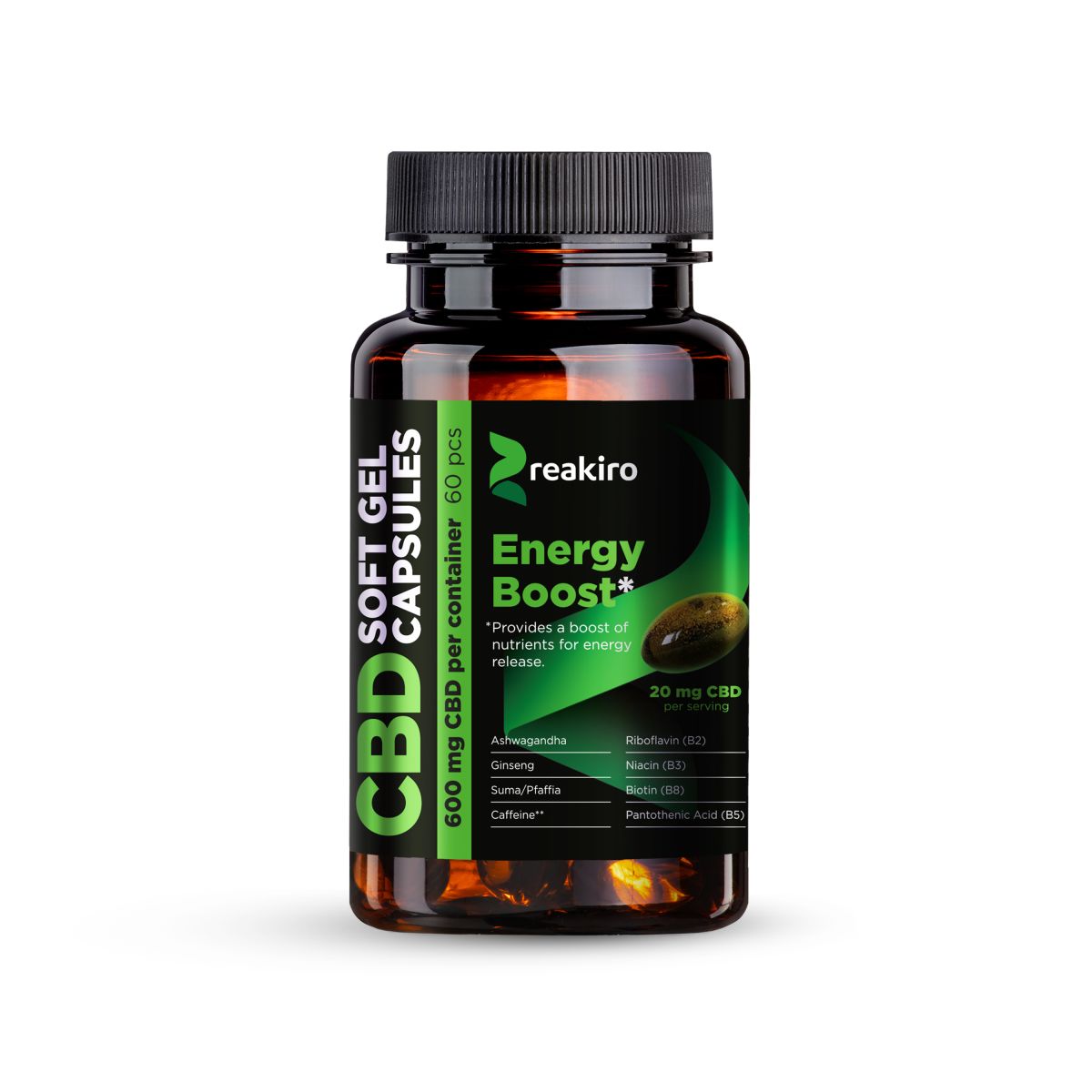 REAKIRO Energetizáló CBD Kapszula 600 mg 60 db
